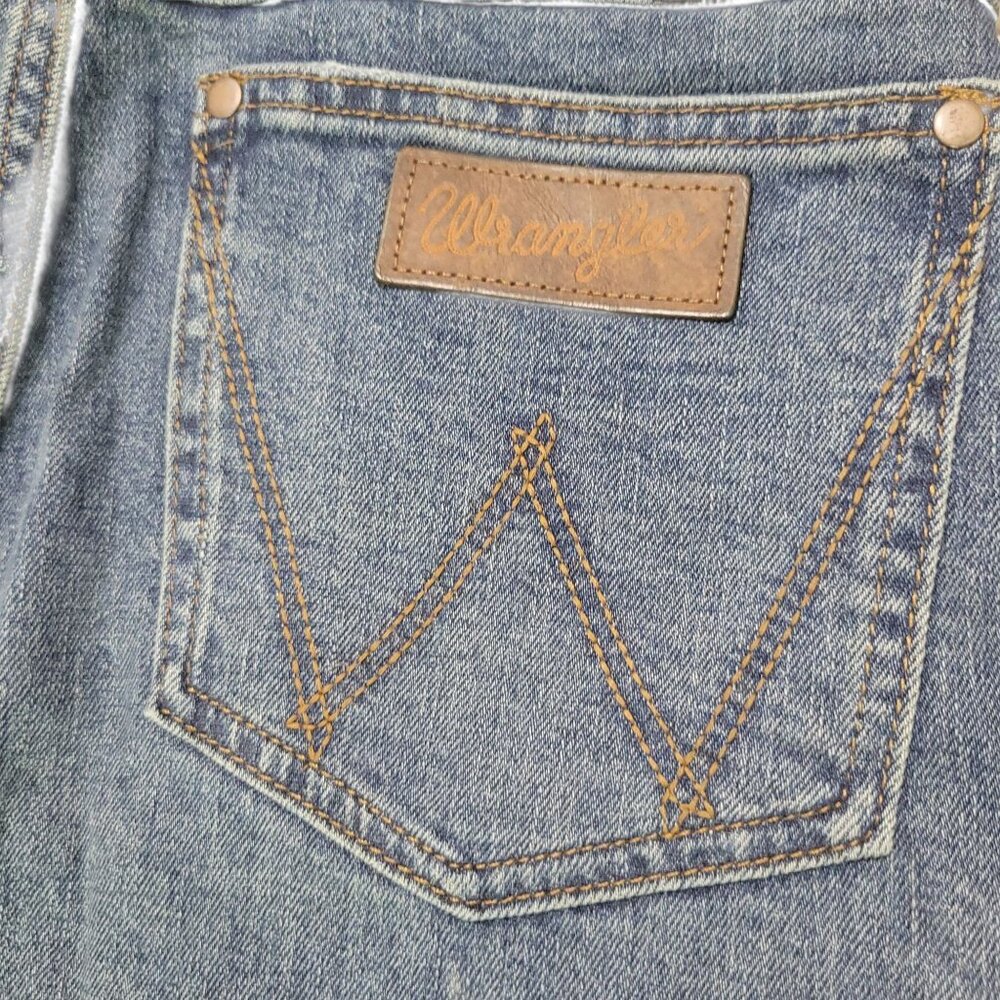 Wrangler Retro Mens Slim Straight Blue Denim Jeans 29X34 Western - Picture 5 of 7